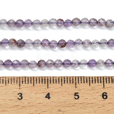 Natural Purple Phantom Quartz Purple Lodolite Quartz Beads Strands G-C262-A01-3mm-1