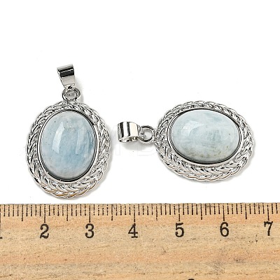 Natural Aquamarine Oval Pendants G-B079-02P-05-1