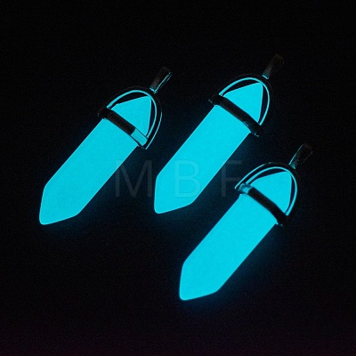 Synthetic Luminous Stone Double Terminated Pointed Pendants X-G-P359-03A-1