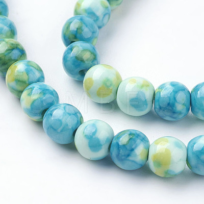 Synthetic Ocean White Jade Beads Strands G-B367-2-1