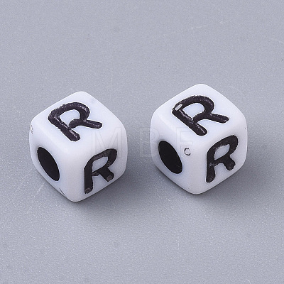 White Opaque Acrylic Beads X-MACR-R869-02R-1