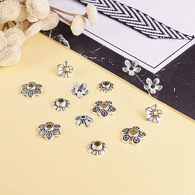 Tibetan Style Spacer Beads End Caps Antique Silver Jewelry Findings Beads Caps Mix Style TIBEB-PH0001-02-B-1