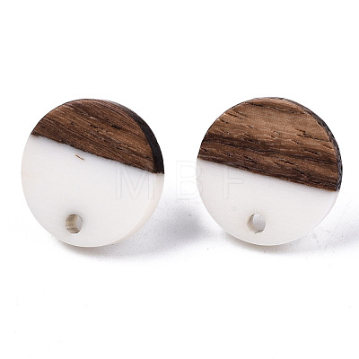 Opaque Resin & Walnut Wood Stud Earring Findings MAK-N032-008A-B06-1