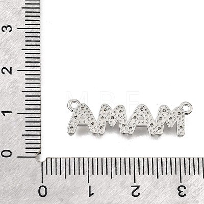 Mother's Day Brass Micro Pave Clear Cubic Zirconia Word Mama Connector Charms KK-V007-36P-1