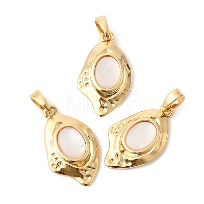 Natural White Shell Pendants KK-Z149-18G-1