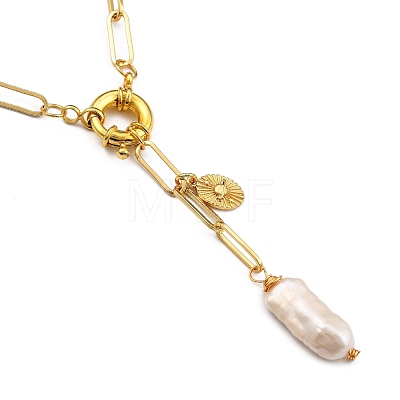 Natural Baroque Pearl Keshi Pearl Lariat Necklaces NJEW-JN03042-1