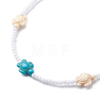 3Pcs 3 Color Dyed Synthetic Turquoise Tortoise & Acrylic Beaded Necklaces Set NJEW-JN04036-1