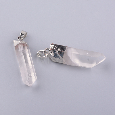 Electroplate Natural Quartz Pendants X-G-Q481-73P-1