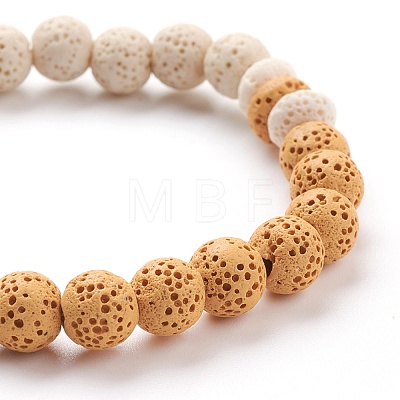 Natural Lava Rock Beads Stretch Charm Bracelets X-BJEW-E376-01E-1