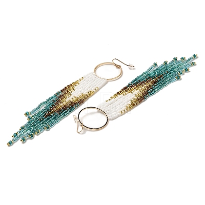 Bohemia Woven Glass Seed Bead Dangle Earrings EJEW-A046-03A-1