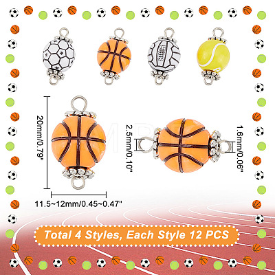 AHADERMAKER 48Pcs 4 Styles Acrylic Ball Connector Charms FIND-GA0002-63-1