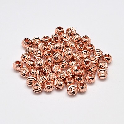 Rack Plating and Vacuum Plating Brass Corrugated Round Spacer Beads KK-I600-5mm-RG-RS-1