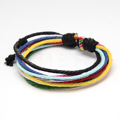 Trendy Unisex Casual Style Colorful Multi-Strand Jute Twine Bracelets BJEW-L303-01-1
