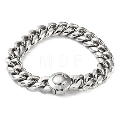 304 Stainless Steel Cuban Link Chains Bracelets for Men & Women BJEW-D031-16P-1