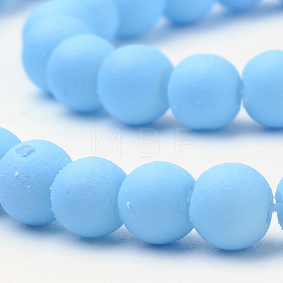 Rubberized Style Painted Glass Round Bead Strands X-DGLA-S072-8mm-26-1
