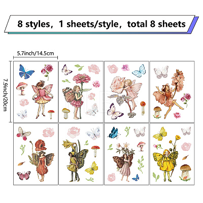 8 Sheets 8 Styles PVC Waterproof Wall Stickers DIY-WH0345-054-1