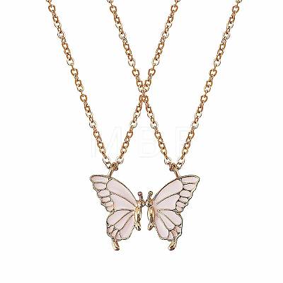 2Pcs Matching Butterfly Pendant Necklaces Set JN1033D-1-1