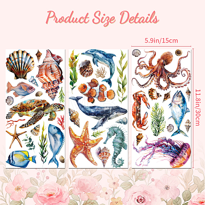 3 Sheets 3 Styles Flower PVC Waterproof Decorative Stickers DIY-WH0404-047-1