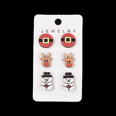 Christmas Theme Stud Earrings Set EJEW-U016-05P-03-1