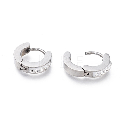 304 Stainless Steel Huggie Hoop Earrings X-EJEW-O087-14P-1