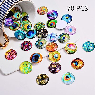 70Pcs Flatback Glass Cabochons for DIY Projects GGLA-SZ0001-33C-1