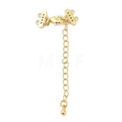Brass Curb Chain Extenders with Micro Pave Cubic Zirconia KK-I705-17G-1