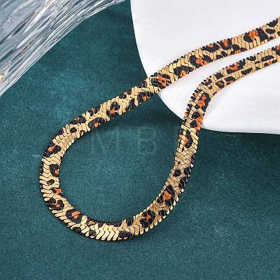 304 Stainless Steel Leopard Print Flat Snake Chain Necklaces for Women NJEW-A044-02A-G-1