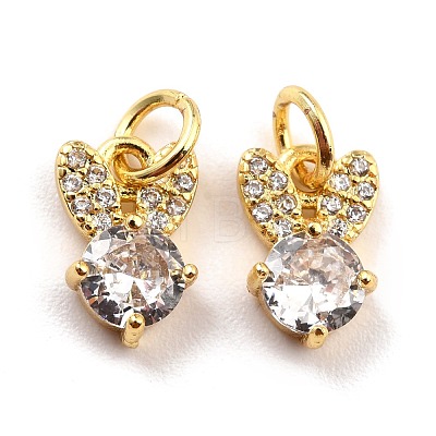 Brass Micro Pave Cubic Zirconia Charms KK-A156-06G-RS-1