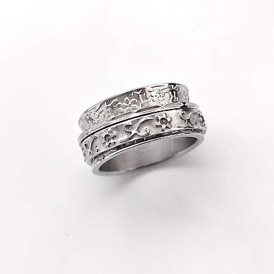 Retro Rotatable 304 Stainless Steel Finger Rings FS-WG84C22-51-1