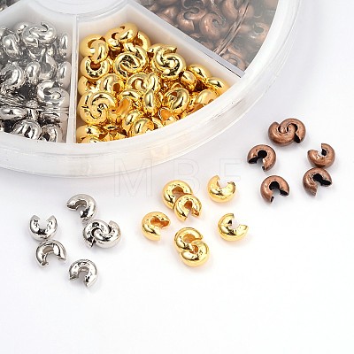 6 Color Brass Crimp Beads Covers KK-X0087-4mm-NF-B-1