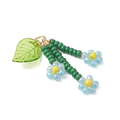 Glass Seed Beaded Flower Pendants PALLOY-MZ01194-01-1