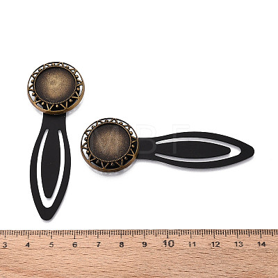 Alloy & Iron Bookmark Cabochon Settings PALLOY-N184-05AB-1