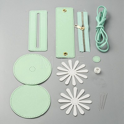 DIY Sew on PU Leather Daisy Flower Pattern Round Multi-Use Crossbody/Shoulder Bag Making Kits DIY-WH0297-56C-1