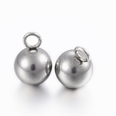 Tarnish Resistant 304 Stainless Steel Sphere Charms X-STAS-H394-11P-1