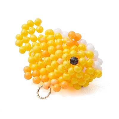 Glass Seed Beaded Fish Pendants PALLOY-MZ01234-03-1