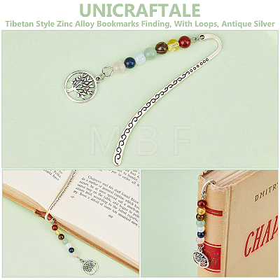 Unicraftale 30Pcs Tibetan Style Zinc Alloy Bookmarks Finding AJEW-UN0001-70-1