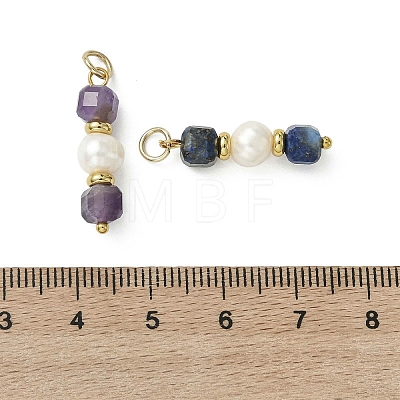 Natural Mixed Stone & Cultured Freshwater Pearl Pendants PALLOY-JF05304-1