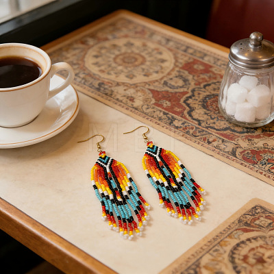 Bohemian Handmade Glass Seed Beads Dangle Earrings JC6992-1