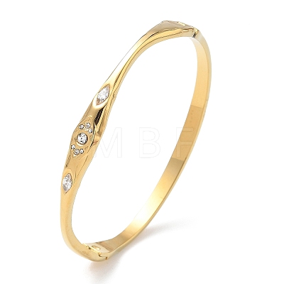 304 Stainless Steel & Rhinestone Hined Bangles for Women BJEW-Z178-08G-1