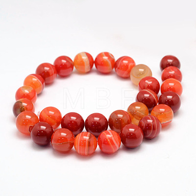 Natural Striped Agate/Banded Agate Bead Strands G-K155-A-12mm-05-1