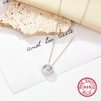 Rhodium Plated 925 Sterling Silver Ring Pendant Necklaces OT8408-1