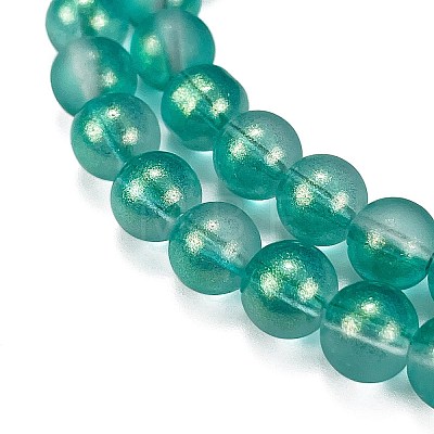 Frosted Transparent Glass Bead Strands GLAA-P065-8mm-08-1