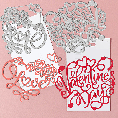 3Pcs 3 Styles Valentine's Day Theme Carbon Steel Cutting Dies Stencils DIY-WH0309-646-1