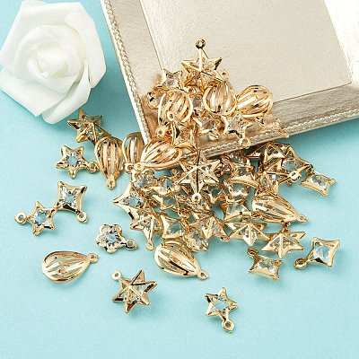 50Pcs 5 Style Rack Plating Iron Charms FIND-YW0003-87-1