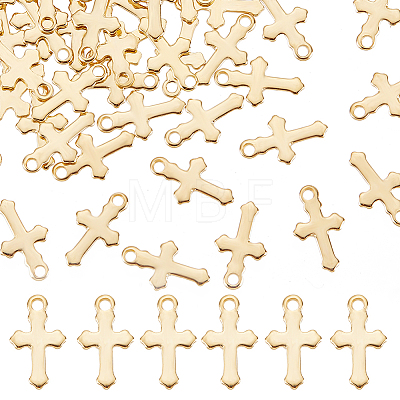 100Pcs 304 Stainless Steel Tiny Cross Charms STAS-BBC0002-71-1