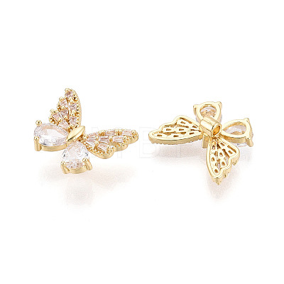 Brass Micro Pave Cubic Zirconia Beads KK-N276-09G-1