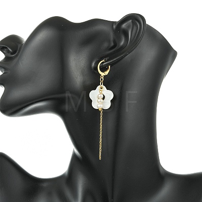 Natural Cultured Freshwater Pearl & Natural Freshwater Shell Earrings for Women EJEW-JE07275-1