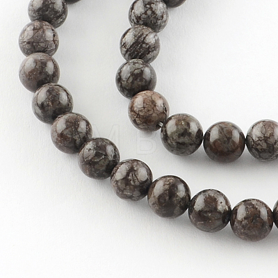 Round Natural Red Snowflake Obsidian Beads Strands G-R324-6mm-01-1