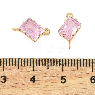 Brass Pave Cubic Zirconia Rectangle Connector Charms KK-P347-05G-1