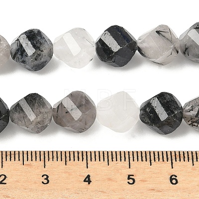 Natural Tourmalinated Quartz/Black Rutilated Quartz Beads Strands G-C267-B02-1